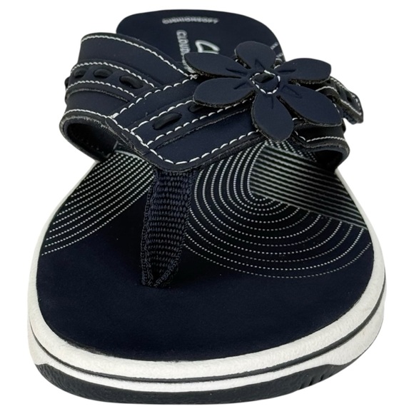 Clarks Breeze Opal Navy Faux Leather Womens Thong Sandals Size 8M - Picture 6 of 12